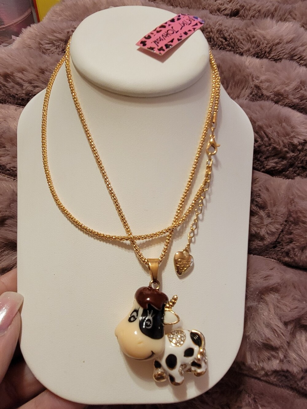 Betsey Johnson Gold-Tone Cow Pendant Necklace